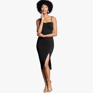 Dress the Population Black Midi Dress with Slit